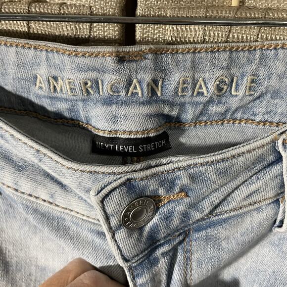 American Eagle HI-RISE JEGGING Women's 12R Blue Light Wash Stretch Denim - Picture 6 of 10